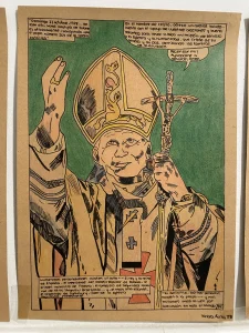 Ilustración de san Juan Pablo II realizada por los alumnos del colegio